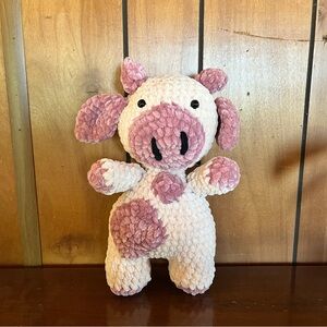🐮Handmade Amigurumi Crocheted Pink and Beige Cow Plush🐮